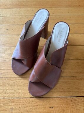 Cole Haan Leather Stacked Heel Mules 6